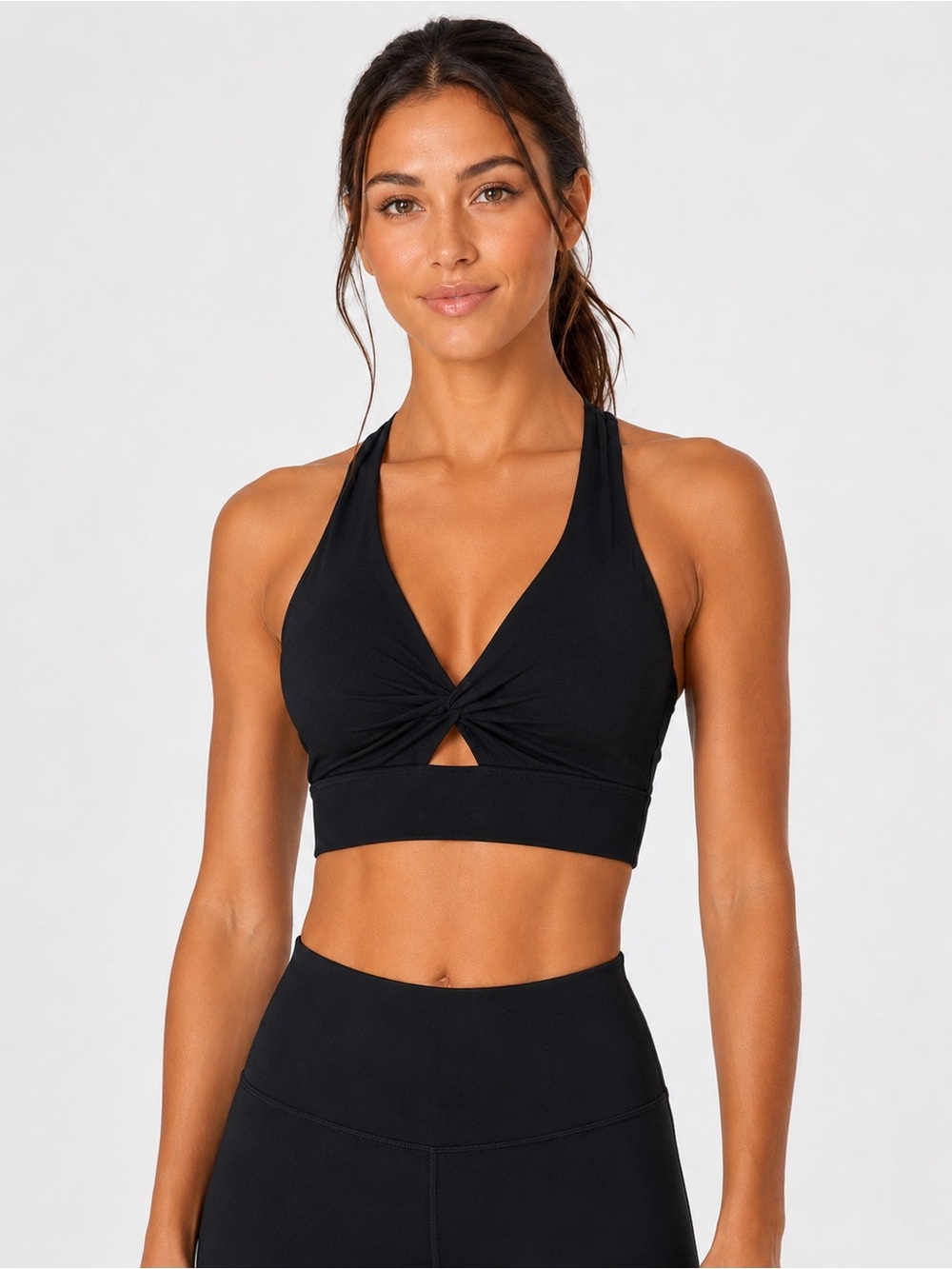 Fabletics Oasis Twist Sports Bra Black Criss Cross Medium Impact Size Small EST
